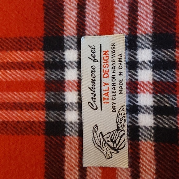 Cashmere Unisex Red/ Black Plaid Butter Soft Fringe Dress Holidays Winter Scarf - Picture 5 of 5